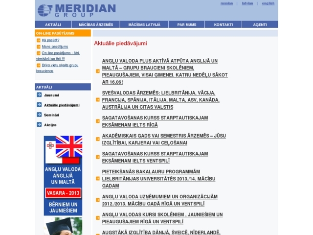 Meridian Group, izglītība ārzemēs, SIA